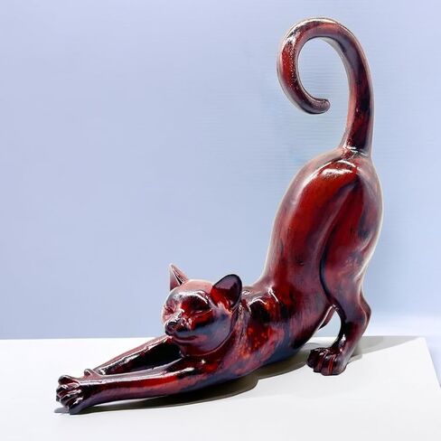 Cat Stretching Statue Figurine Sculpture Gifts for Cat Lover Art Cat Office Home Decor Desk Accessories Decoration in Saudi Arabia