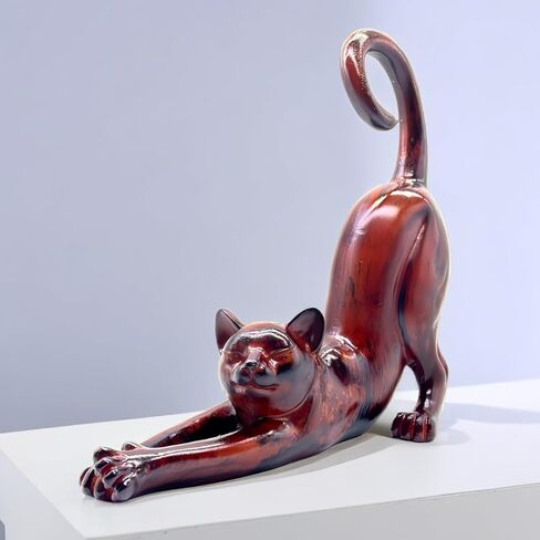 Cat Stretching Statue Figurine Sculpture Gifts for Cat Lover Art Cat Office Home Decor Desk Accessories Decoration in Saudi Arabia