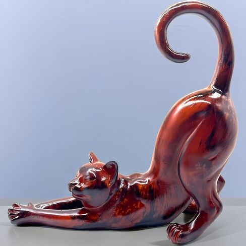 Cat Stretching Statue Figurine Sculpture Gifts for Cat Lover Art Cat Office Home Decor Desk Accessories Decoration in Saudi Arabia
