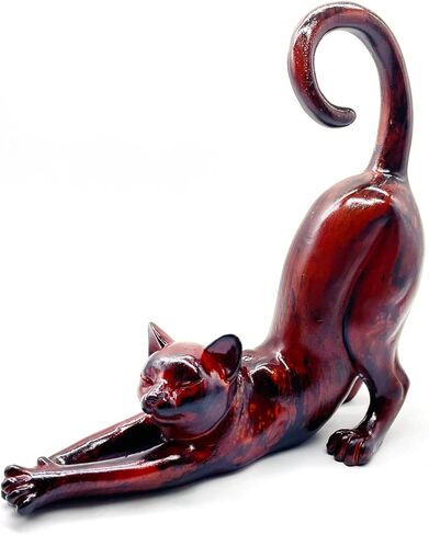 Cat Stretching Statue Figurine Sculpture Gifts for Cat Lover Art Cat Office Home Decor Desk Accessories Decoration in Saudi Arabia