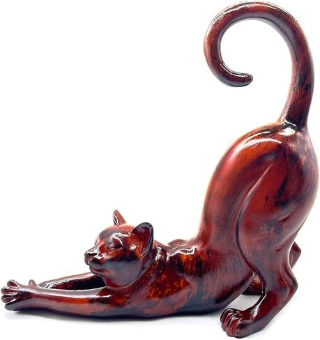 Cat Stretching Statue Figurine Sculpture Gifts for Cat Lover Art Cat Office Home Decor Desk Accessories Decoration in Saudi Arabia