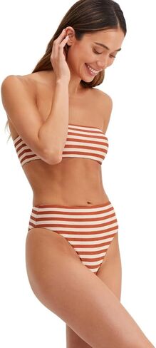 Gottex Au Naturel Golden Hour Women’s Black and Ivory Stripe Bandeau Bikini Bra with Texture Lurex and Adjustable Straps in Saudi Arabia