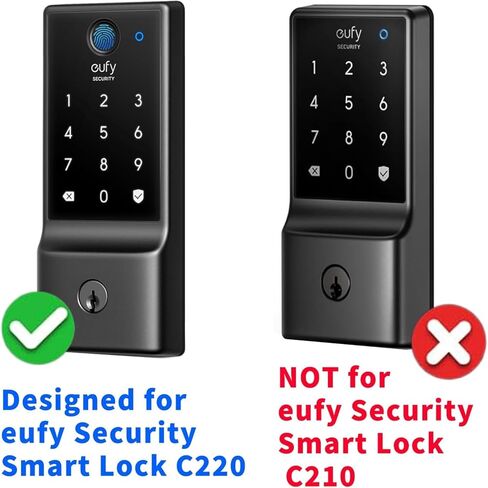 【3 في 1】 علبة السيليكون لـ Eufy Security Smart Lock C220 Electronic Photeprint eleypad deadbolt مع رمز ، مع حزمة شاشة زجاجية مقسمة أسود in Saudi Arabia