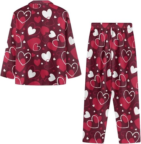 XXQGOMG Women's 2 Piece Button Up Pajamas Set Long Sleeve Blouse and Pants Sleepwear in Saudi Arabia