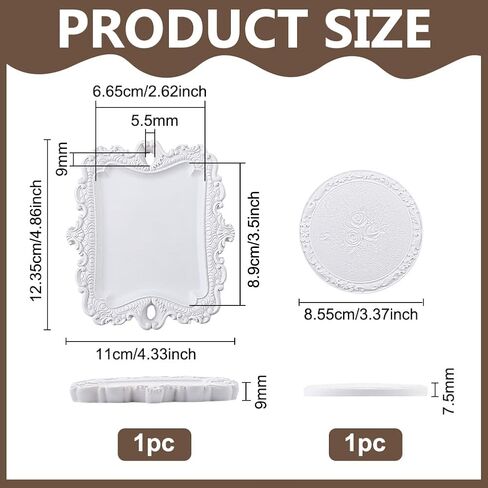 PH PandaHall 2 Styles Resin Jewelry Trays 4.8 x 4.3 inch White Trinket Dishes Vintage Home Decor Ring Holder Dish for Wedding Registry Must Haves Christmas Mother’s Day Gift, 2pcs/Set in Saudi Arabia