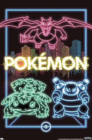 Trends International Pokémon - Neon Group Wall Poster, 22.375" x 34", Premium Unframed Version in Saudi Arabia
