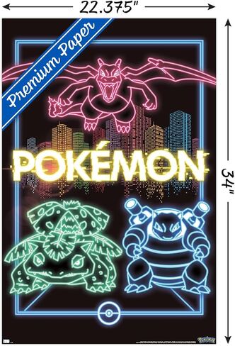 Trends International Pokémon - Neon Group Wall Poster, 22.375" x 34", Premium Unframed Version in Saudi Arabia