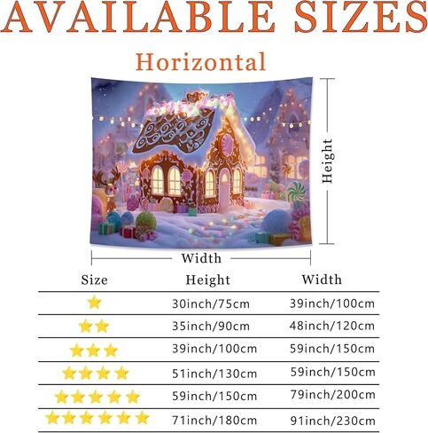 Gingerbread House Tapestry, Colorful Winter Holiday Wall Art, Cozy Festive Decor for Living Room, Bedroom, Dorm, Christmas Aesthetic 90x70 Inch in Saudi Arabia