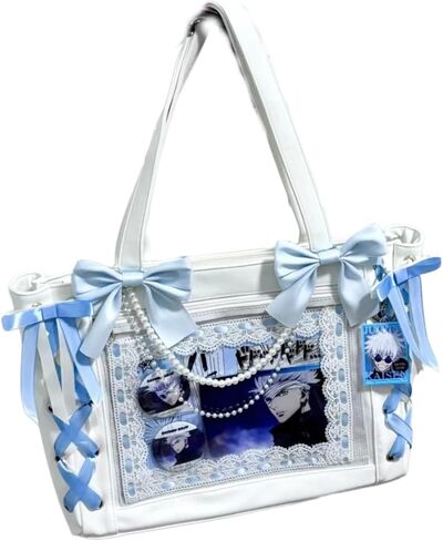 Laukie Cute Ribbon Bow Ita Tote Bag with Large Capacity and Clear Pocket (No Accessory) in Saudi Arabia