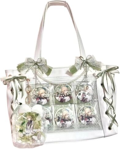 Laukie Cute Ribbon Bow Ita Tote Bag with Large Capacity and Clear Pocket (No Accessory) in Saudi Arabia