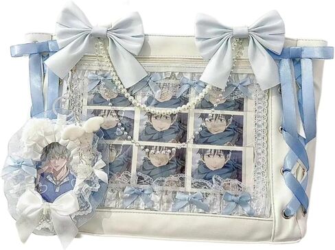 Laukie Cute Ribbon Bow Ita Tote Bag with Large Capacity and Clear Pocket (No Accessory) in Saudi Arabia