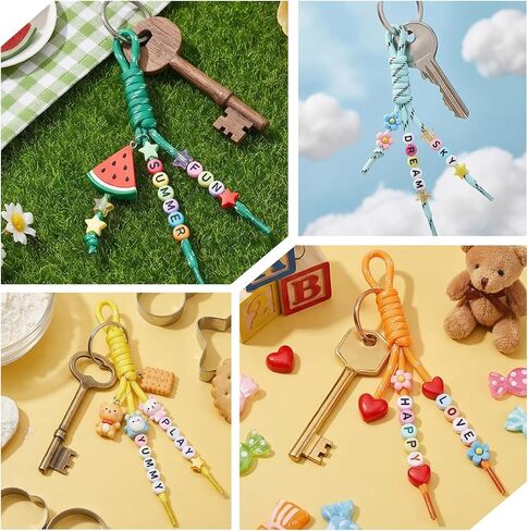YBEATY 12Pcs Paracord Keychain Paracord Charm Bag Keychain Accessories Colorful Braided Code Charms Rope Bag Charms for Handbag Accessories Purse Hanging Ornament Water Bottle Backpacks in Saudi Arabia