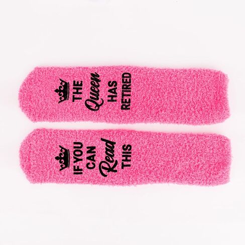 Moikolok Retirement Socks for Women Gift Ideas for Woman Queen Has Retired Cozy Christmas Mother's Day Gift (Hot Pink/Purple) in Saudi Arabia