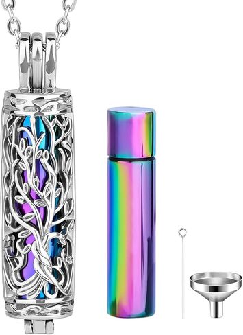 Zerlar Cremation Jewelry for Ashes Tree of Life Urn Necklace Cylinder Vial Urn Pendent Waterproof for Men Women Keepsake Ashes Necklace Pendent Loved One Memorial in Saudi Arabia