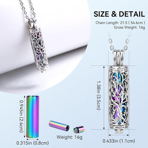 Zerlar Cremation Jewelry for Ashes Tree of Life Urn Necklace Cylinder Vial Urn Pendent Waterproof for Men Women Keepsake Ashes Necklace Pendent Loved One Memorial in Saudi Arabia