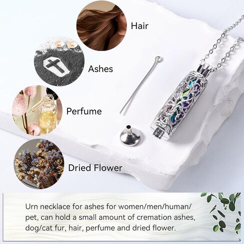 Zerlar Cremation Jewelry for Ashes Tree of Life Urn Necklace Cylinder Vial Urn Pendent Waterproof for Men Women Keepsake Ashes Necklace Pendent Loved One Memorial in Saudi Arabia