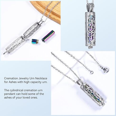 Zerlar Cremation Jewelry for Ashes Tree of Life Urn Necklace Cylinder Vial Urn Pendent Waterproof for Men Women Keepsake Ashes Necklace Pendent Loved One Memorial in Saudi Arabia