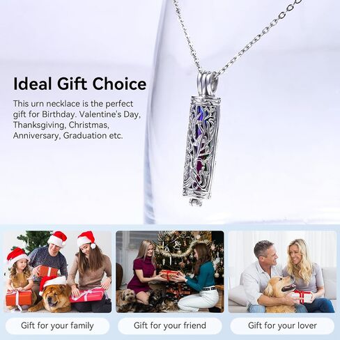 Zerlar Cremation Jewelry for Ashes Tree of Life Urn Necklace Cylinder Vial Urn Pendent Waterproof for Men Women Keepsake Ashes Necklace Pendent Loved One Memorial in Saudi Arabia