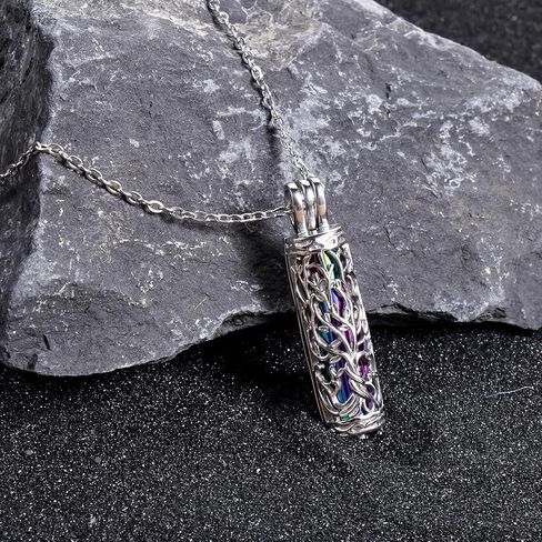 Zerlar Cremation Jewelry for Ashes Tree of Life Urn Necklace Cylinder Vial Urn Pendent Waterproof for Men Women Keepsake Ashes Necklace Pendent Loved One Memorial in Saudi Arabia