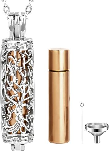 Zerlar Cremation Jewelry for Ashes Tree of Life Urn Necklace Cylinder Vial Urn Pendent Waterproof for Men Women Keepsake Ashes Necklace Pendent Loved One Memorial in Saudi Arabia