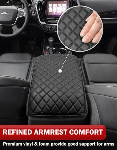 KBH Center Console Armrest Cover for 2018-2023 Chevy Traverse, Vinyl Leather, Middle Console Lid Protector Cushion Pad, Anti-Scratch, Black in Saudi Arabia