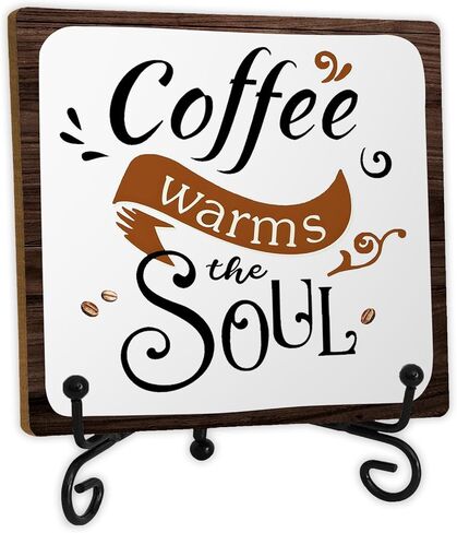 SkipTiger Gnomes Wood Sign For Coffee Bar Decor,Cute Gnome Wood Plaque With Stand,I'll Star Working When Coffee Does Sign For Cafe Bar Station Office Kitchen Decor,5x5 Inches in Saudi Arabia