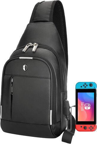 حقيبة كروس للرجال من باووب، حقيبة حبال مع منفذ شحن USB وشرائط عاكسة للضوء، مفتاح مقاوم للماء 2 حقيبة كتف صغيرة حقيبة ظهر نهارية للسفر والمشي لمسافات طويلة وصالة الألعاب الرياضية والجري والتنقل اليومي in Saudi Arabia