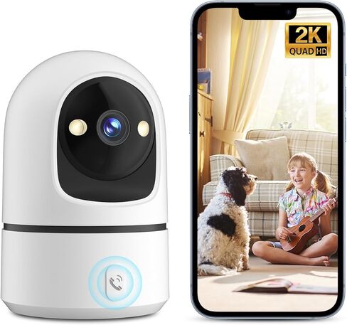 2K 360 ° كاميرا أمان داخلية مدفوعة الأمن مع WIFI 5/2.4 جيجا هرتز ، والكشف عن الحركة/الصوت وتتبع السيارات للمنزل ، والحيوانات الأليفة ، ومراقبة الأطفال ، والصوت ثنائي الاتجاه ، والرؤية الليلية ، والباحات ، in Kuwait