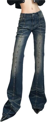 Harajuku Gothic Fashion Patchwork Black Jeans Punk Grunge Aesthetic Women Autumn Electro Pants Emo Printed Streetwear in Saudi Arabia