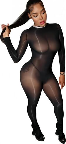 KIZOIEJE المرأة النفط لامعة Bodystocking 5D شير كامل الجسم الجورب ملابس داخلية مثيرة كلوبوير in Kuwait