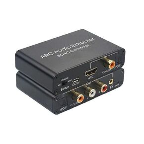 HDMI ARC Audio Extractor Converter,192KHz ARC Audio Extractor DAC Converter, Digital to Analog Audio Converter, Optical HDMI ARC to Optical/SPDIF Coaxial Stereo L/R 3.5mm Jack for TV in Kuwait