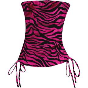 GORGLITTER Women's Y2k Gothic Strapless Tube Tank Top Grunge 2000s Clothing Bandeau Drawstring Ruched Going Out Tops in Kuwait