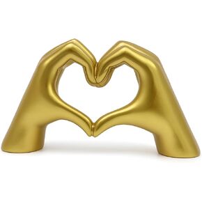 VIKTOR SOCKS THE JOY OF COLOR Heart Hand Sculpture Birthday Gift for Women Teen Girls Bedroom Decoratiion for Granddaughter Bracelet Holder Wedding Shower Housewarming Gift (Gold) in Saudi Arabia