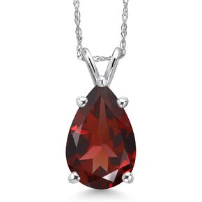 قلادة من الأحجار الكريمة على شكل دمعة من الذهب الأبيض عيار 14 قيراط من Gem Stone King للنساء | شكل كمثرى 12 × 8 مم | مع سلسلة 18 بوصة | هدايا مجوهرات راقية لأمها وزوجتها in Kuwait