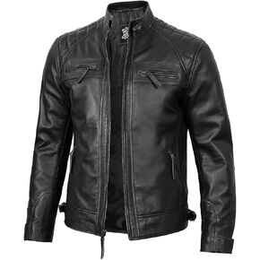 JACKETHUB Men's Genuine Lambskin Leather Biker Jacket | Premium Vintage Café Racer Motorcycle Jacket | Motorcycle Jacket in Saudi Arabia