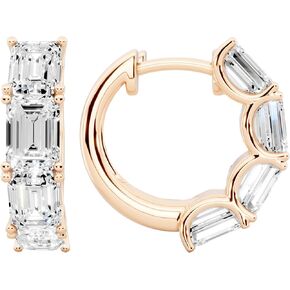 3.6 Cttw Emerald Cut Moissanite Huggie Earrings for Women in 14K Gold Plated 925 Sterling Silver Dainty Hoop Earrings Lab Created Moissanite D Color VVS1 Clarity, Jewelry Gift for Her Hoop 15mm in Kuwait