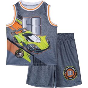 Hot Wheels Athletic Mesh Jersey Tank Top and Basketball Shorts Outfit Set Toddler to Big Kid Sizes (2T - 10-12) in Saudi Arabia