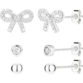 Gold Dainty Earring Set for Women, Hypoallergenic Cute Bow Earrings, Unique Snowflake Festival Jewelry Gifts in Saudi Arabia