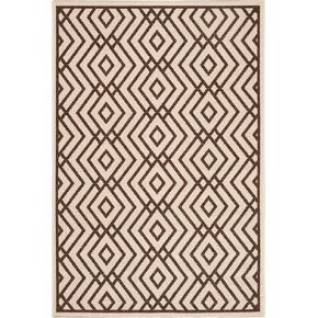SAFAVIEH Washable Rug Outdoor Linden Collection - 5'3" x 7'6", Natural & Brown, Non-Shedding & Easy to Clean, Ideal for Patio, Backyard, Mudroom (LND126B) in Saudi Arabia