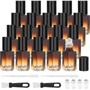 Segbeauty 60pcs 0.1oz زجاجات الأسطوانة العنبر الزجاجية السائبة للزيوت، زجاجات الأسطوانة الفارغة للزيت، 3 مل قضيب الكرة الدوارة الصغيرة القابلة لإعادة الملء، لفة زيت عطري سائل صغير للسفر على مربع الحاوية in Saudi Arabia
