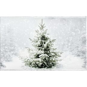 Winter Snowy Pine Tree Bath Rug Xmas Tree Bath Mat 20x32 Inch White Bathroom Plush Rug Extra Soft Absorbent Rug Non Slip Doormat for Bathroom Entryway Living Room in Kuwait