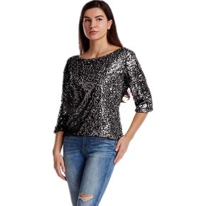 Women Sequin Sparkle Glitter Tank Coctail Party Tops T-Shirt Blouses in Saudi Arabia