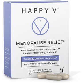 Happy V Menopause Relief Supplement for Women – Hormone Balance, Hot Flash & Night Sweat Support, Mood & Energy Booster, Vaginal Wellness, Perimenopause & Postmenopause Support – 60 Vegan Capsules in Saudi Arabia