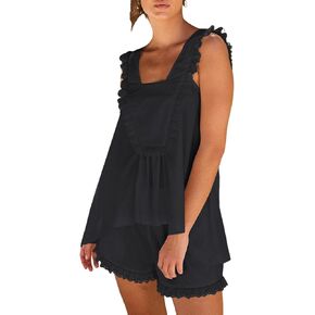 Arssm Womens Pajamas Set 2 Piece Cotton Ruffle Pj Top and Shorts Sleepwear Bridal Pajama Set in Saudi Arabia