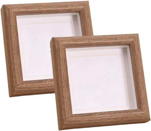 Naeutop 4x4 Wooden Shadow Box Frame Picture Frame set of 2, with 3x3 mat, Walnut Square Picture Frame with Real Glass Small Square frame for Tiny Photos, Display on Table Desk Top or Wall Hanging in Saudi Arabia