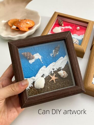 Naeutop 4x4 Wooden Shadow Box Frame Picture Frame set of 2, with 3x3 mat, Walnut Square Picture Frame with Real Glass Small Square frame for Tiny Photos, Display on Table Desk Top or Wall Hanging in Saudi Arabia
