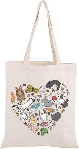 BLUPARK Bunny Canvas Tote Bag - Funny Animal Lover Gift Bag for Women in Saudi Arabia