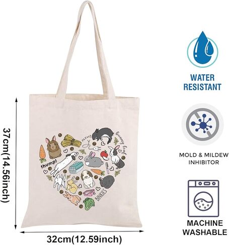 BLUPARK Bunny Canvas Tote Bag - Funny Animal Lover Gift Bag for Women in Saudi Arabia