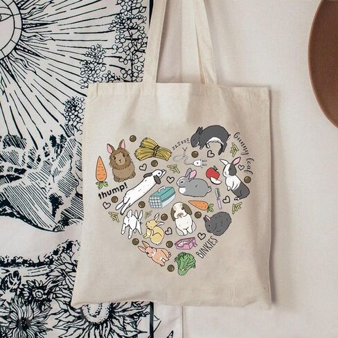 BLUPARK Bunny Canvas Tote Bag - Funny Animal Lover Gift Bag for Women in Saudi Arabia