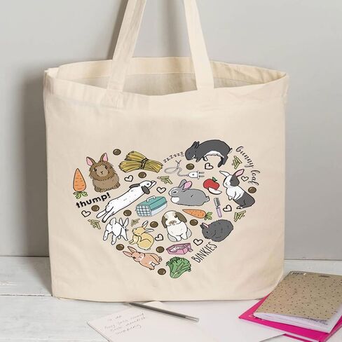 BLUPARK Bunny Canvas Tote Bag - Funny Animal Lover Gift Bag for Women in Saudi Arabia
